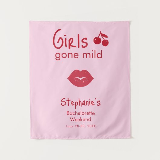 Tenture Girls Gone Mild Pink and Cherry Red Bachelorette   (Devant)