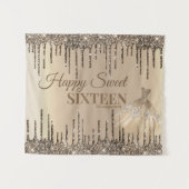 Tenture Girly Glam Glitter Drips Spark Anniversaire 16 ans (Devant (Horizontal))