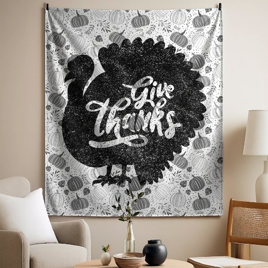 Tenture Give Thanks Turkey Thanksgiving Vintage