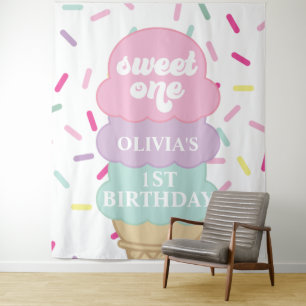 Tenture Glace et paillettes Sweet One 1er Anniversaire