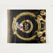 Tenture Glam 50th Birthday Backdrop Black Gold Pink Talons (Devant (Horizontal))