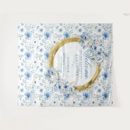 Tenture Glam Boho Pastel Blue Gold Mariage Photo Prop (Devant (Horizontal))