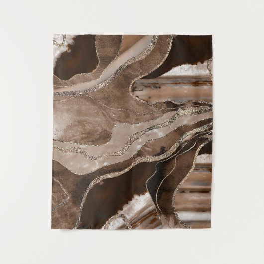 Tenture Glam Parties scintillant or Brown en marbre Agate  (Devant)
