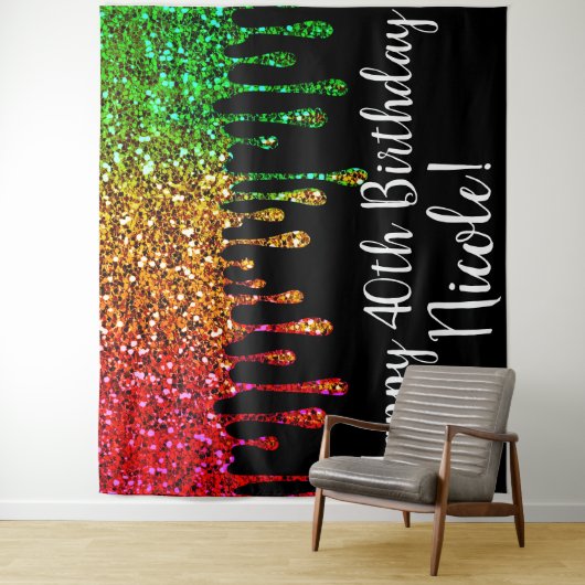 Tenture Glam Rasta Rainbow Parties scintillant Drivers Par (En situation)