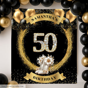 Tenture Glamour 50ème anniversaire bannière Diamond talons