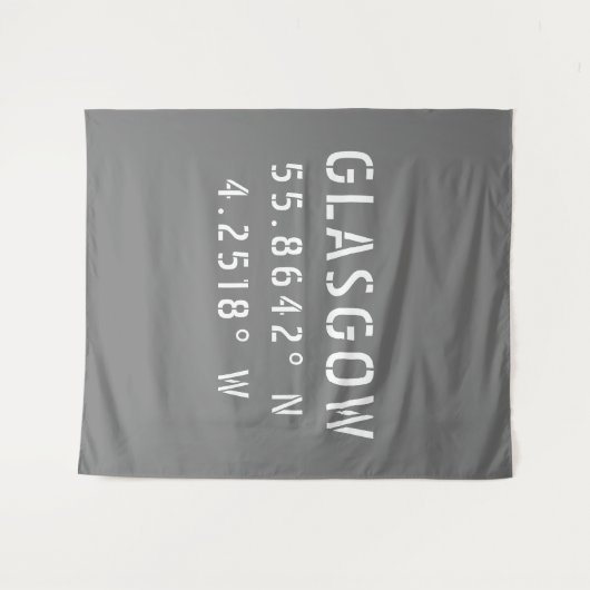 Tenture Glasgow Écosse Latitude & Longitude (Devant (Horizontal))