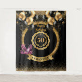 Tenture Glitterie Rose Gold talons 50e Anniversaire fond (Devant)