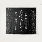 Tenture Glittery Black Bienvenue au 40e anniversaire (Devant (Horizontal))