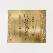 Tenture Glittery Gold Foil 21e anniversaire Script Bienven (Devant (Horizontal))