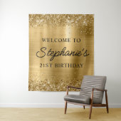 Tenture Glittery Gold Foil 21e anniversaire Script Bienven (En situation)