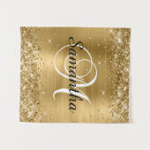 Tenture Glittery Gold Foil Classic Script M Monogramme (Devant (Horizontal))