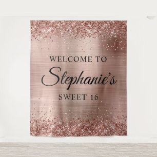 Tenture Glittery Rose Gold Foil Bienvenue à Sweet 16