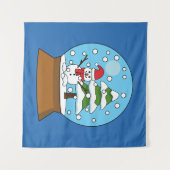 Tenture Globe de neige avec Snowman et Pine Tree (Devant (Horizontal))