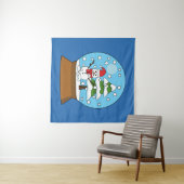 Tenture Globe de neige avec Snowman et Pine Tree (En situation (horizontale))