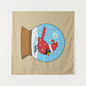 Tenture Globe des neiges avec cardinal rouge mignon (Devant (Horizontal))