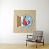 Tenture Globe des neiges avec cardinal rouge mignon (En situation (horizontale))