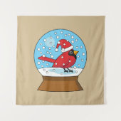 Tenture Globe des neiges avec cardinal rouge mignon (Devant)