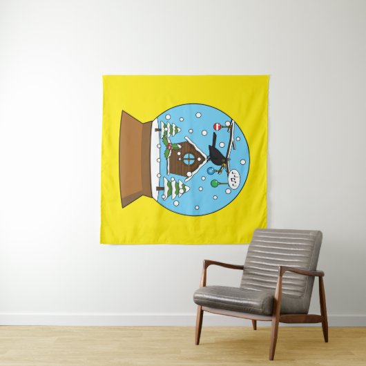 Tenture Globe des neiges avec chant Blackbird (En situation (horizontale))