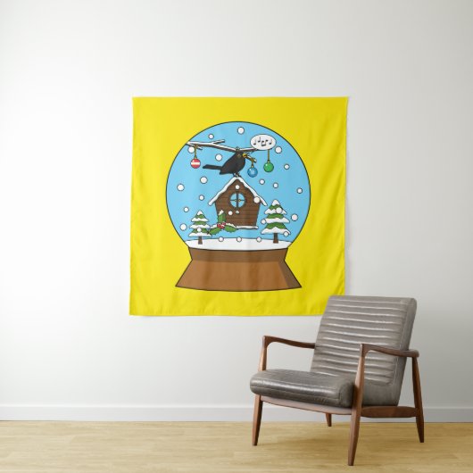 Tenture Globe des neiges avec chant Blackbird (En situation)