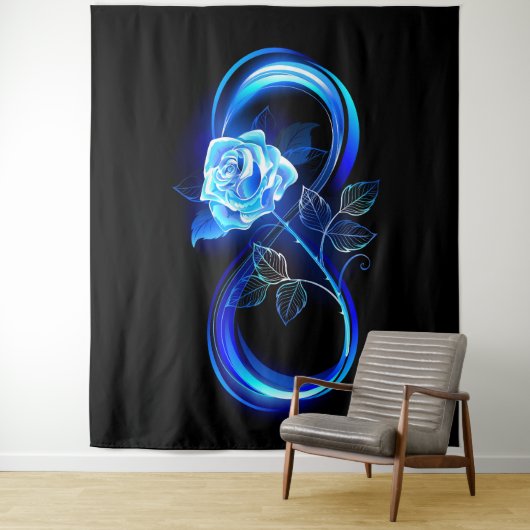 Tenture Glowing infinity with blue rose (En situation)