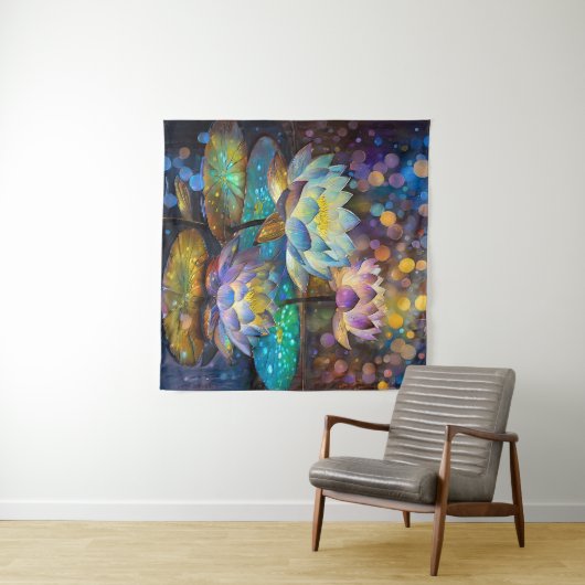 Tenture Glowing Lotus Flowers Trio (En situation (horizontale))