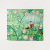 Tenture Gnome jardiner, Blackbird, Hérisson et lapin blanc (Devant (Horizontal))