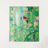 Tenture Gnome jardiner, Blackbird, Hérisson et lapin blanc (Devant)