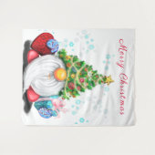 Tenture Gnome mignonne avec arbre de Noël Casquette et cad (Devant (Horizontal))