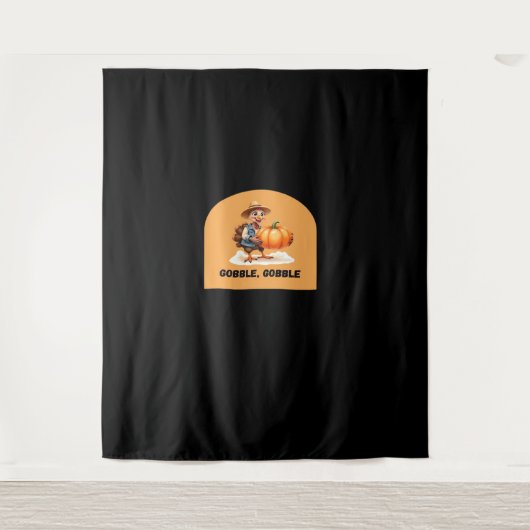 Tenture Gobble, Gobble Thanksgiving Turquie avec Cl Citrou (Devant)