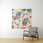 Tenture Goji, bleuet : aquarelle motif. (En situation (horizontale))