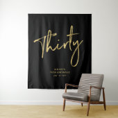 Tenture Gold & Black 30th Birthday Party Backdrop Tapestry (En situation)