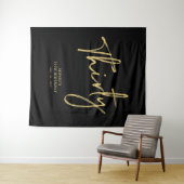 Tenture Gold & Black 30th Birthday Party Backdrop Tapestry (En situation (horizontale))
