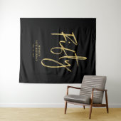 Tenture Gold & Black 50th Birthday Party fond Tapestry (En situation (horizontale))