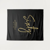 Tenture Gold & Black 60th Birthday Party Backdrop Tapestry (Devant (Horizontal))