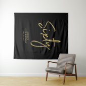 Tenture Gold & Black 60th Birthday Party Backdrop Tapestry (En situation (horizontale))