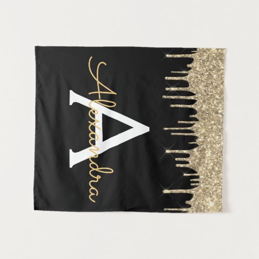 Tenture Gold Black Parties scintillant de luxe Glam Monogr (Devant (Horizontal))
