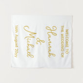 Tenture Gold blanc personnalisé Bienvenue dans le tissu Ma (Devant (Horizontal))