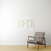 Tenture Gold blanc personnalisé Bienvenue dans le tissu Ma (En situation (horizontale))