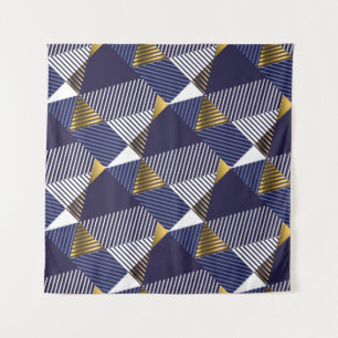 Tenture Gold Blue Luxe : Motif géométrique sans couture