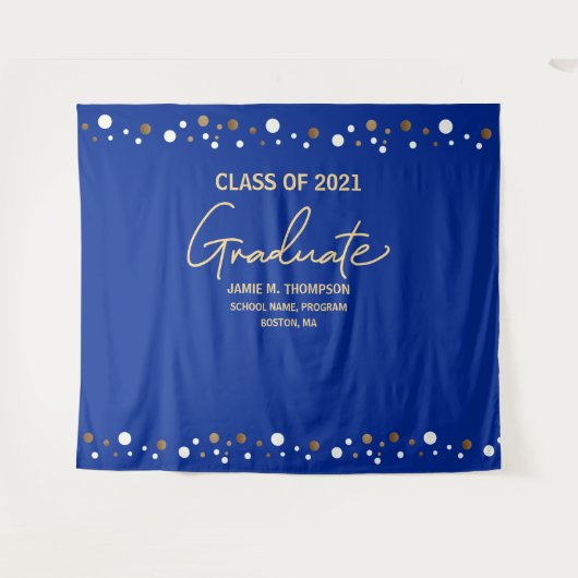 Tenture Gold Class of 2021 Royal Blue backdrop graduation (Devant (Horizontal))