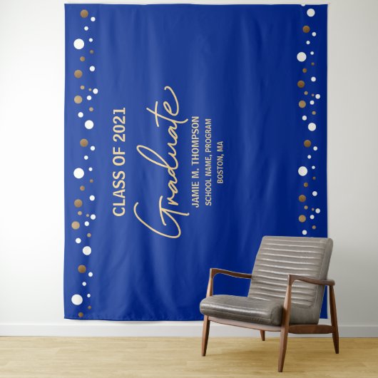 Tenture Gold Class of 2021 Royal Blue backdrop graduation (En situation)