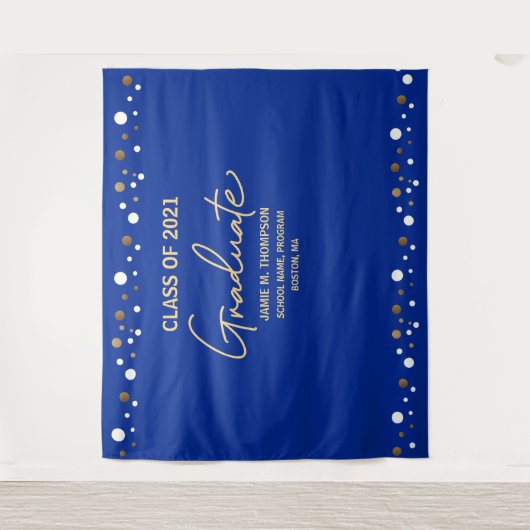 Tenture Gold Class of 2021 Royal Blue backdrop graduation (Devant)