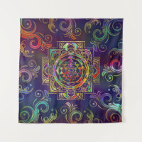 Gold coloré encadré Sri Yantra Sri Chakra