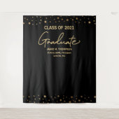 Tenture Gold Confetti Class of 2021 backdrop graduation (Devant)