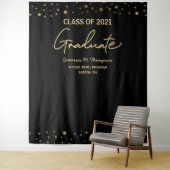 Tenture Gold Confetti Class of 2021 backdrop graduation (En situation)