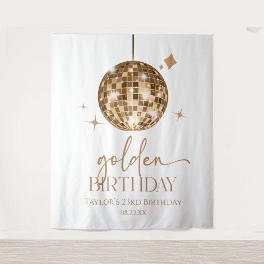 Tenture Gold Disco Ball Golden Anniversaire (Devant)