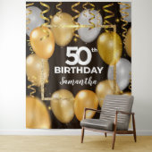 Tenture Gold et noir magnifique cadre d'anniversaire (En situation)