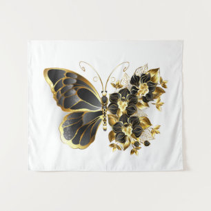 Tenture Gold flower Butterfly with Black Orchid