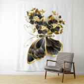 Tenture Gold flower Butterfly with Black Orchid (En situation)