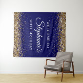 Tenture Gold Glitter Navy Blue 50Th Birthday Party Welcome (En situation (horizontale))
